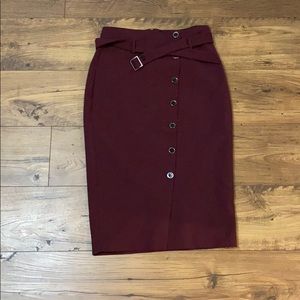 WHBM midi skirt in burgundy